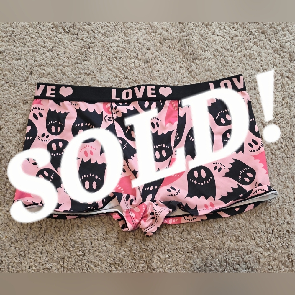 Pink and Black Ghost Print Bed/lounge Shorts #BOOshorts 😂